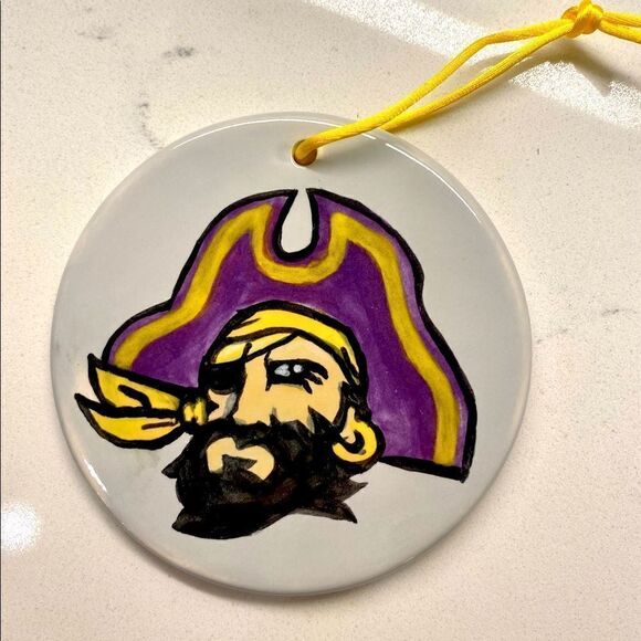Handmade Christmas ECU Pirate 5" Ceramic Christmas Tree Holiday Ornament - Picture 3 of 6